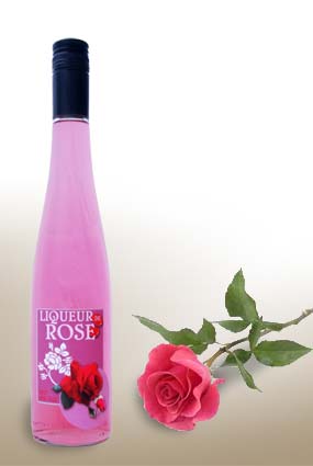 Liqueur de rose - Bouteille de liqueur de rose André Scherer - Alsace