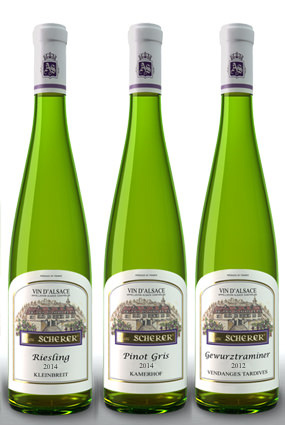 Promotion ! Vin d'Alsace pour Noël & Réveillon - 3 bouteilles : 1 Riesling, 1 Pinot Gris et 1 Gewurztraminer d'Alsace en promotion